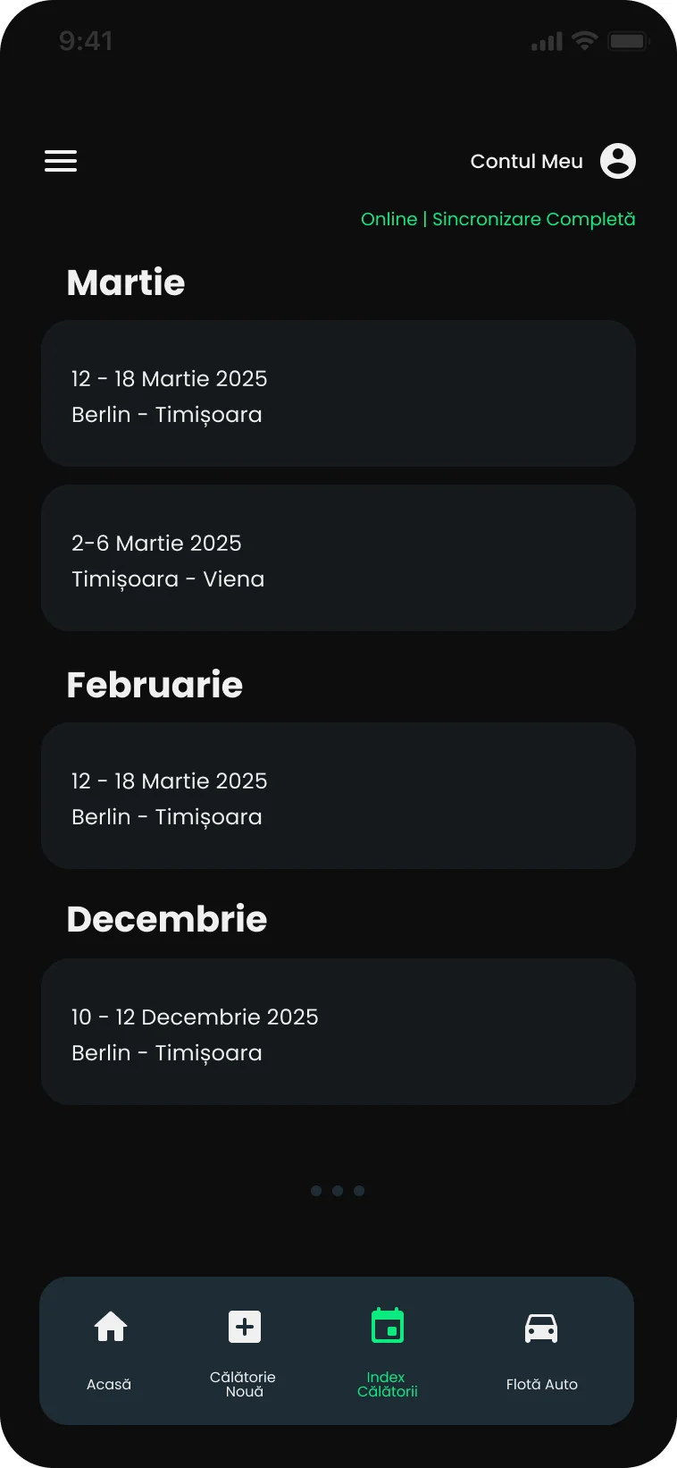 Aplicația NOOK — istoricul deplasărilor