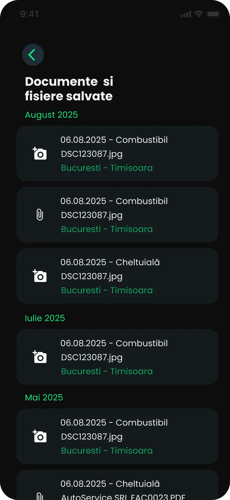 Gestiunea documentelor auto în NOOK